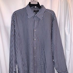 XL Structure Modern Fit Gray & Blue Striped Shirt